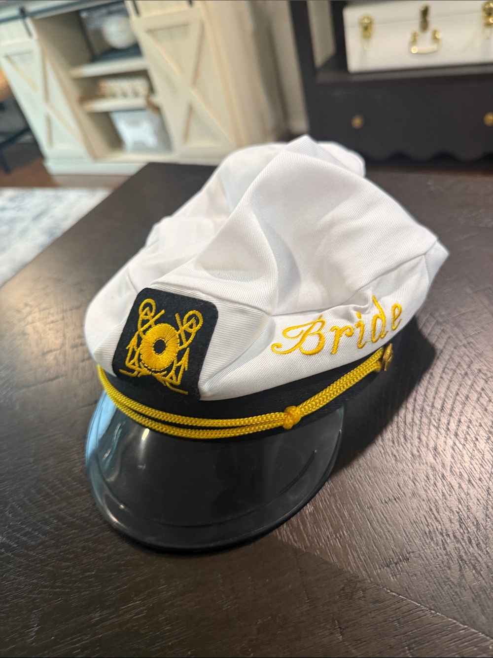 White and Gold Bride Sailor Hat - Women's Bridal Accessory